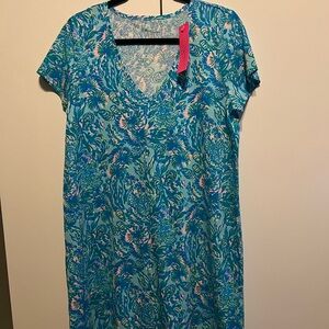 Lilly Pulitzer Etta Dress Surf Blue Coral Of The Story